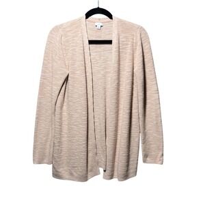 J Jill Pink Marled Knit Open Front Cardigan Sweater Size Large Cotton Linen